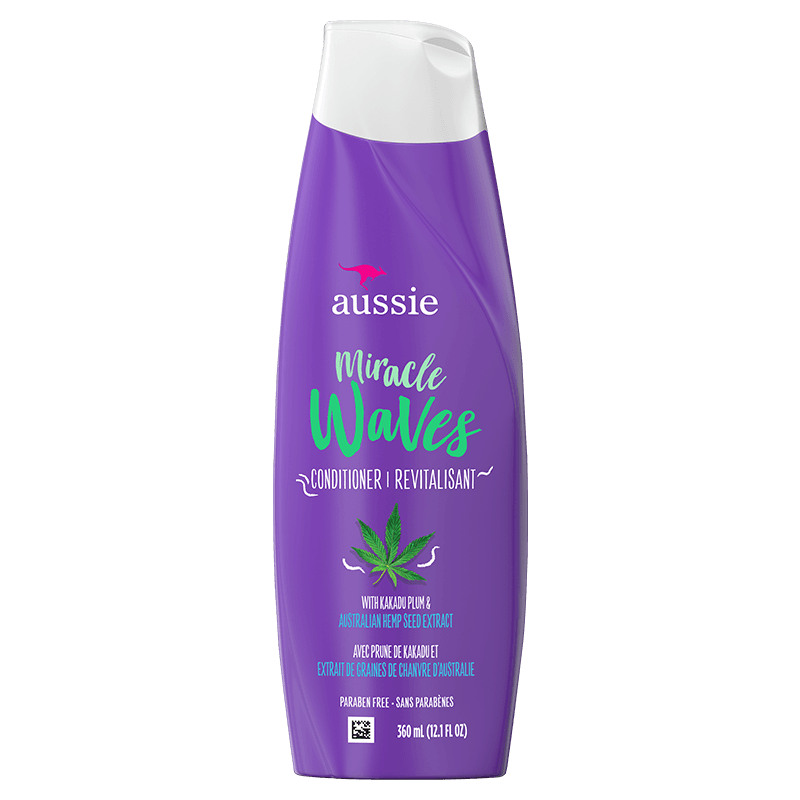 Aussie Miracle Waves Anti-Frizz Hemp Paraben-Free Conditioner 12.1 fl oz