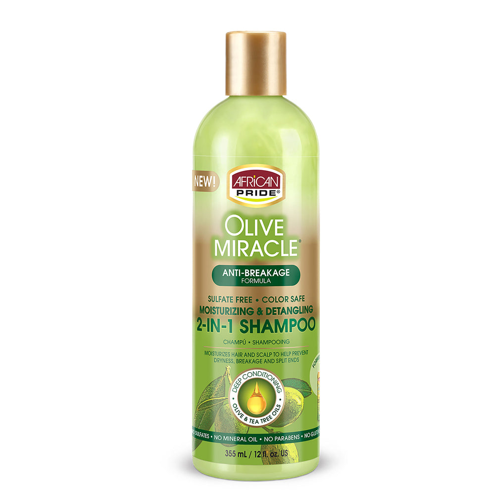 African Pride Olive Miracle Anti-Breakage Formula 2-in-1 Shampoo & Conditioner 12 fl.