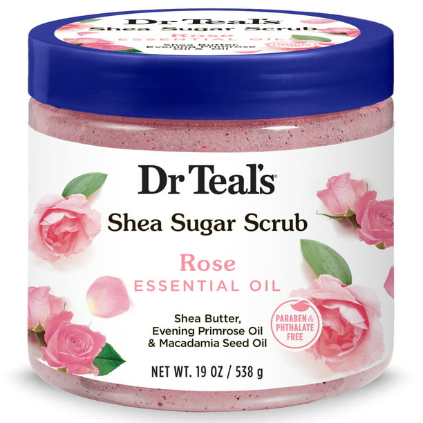 Dr Teal's Shea Sugar Scrub Rose with Essential Oils 19oz