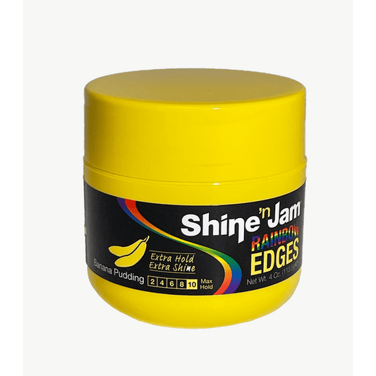 Ampro SHINE N JAM Rainbow Edges Extra Hold/Shine 4oz -Banana Pudding