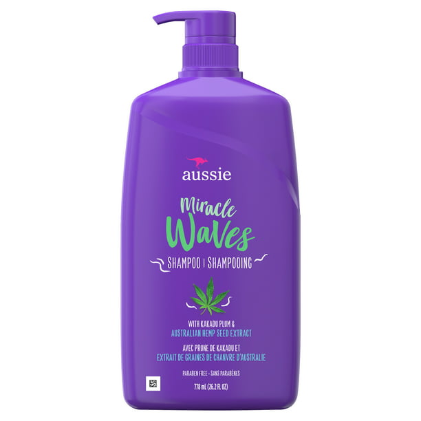 Aussie Miracle Waves Anti-Frizz Hemp Paraben-Free Shampoo