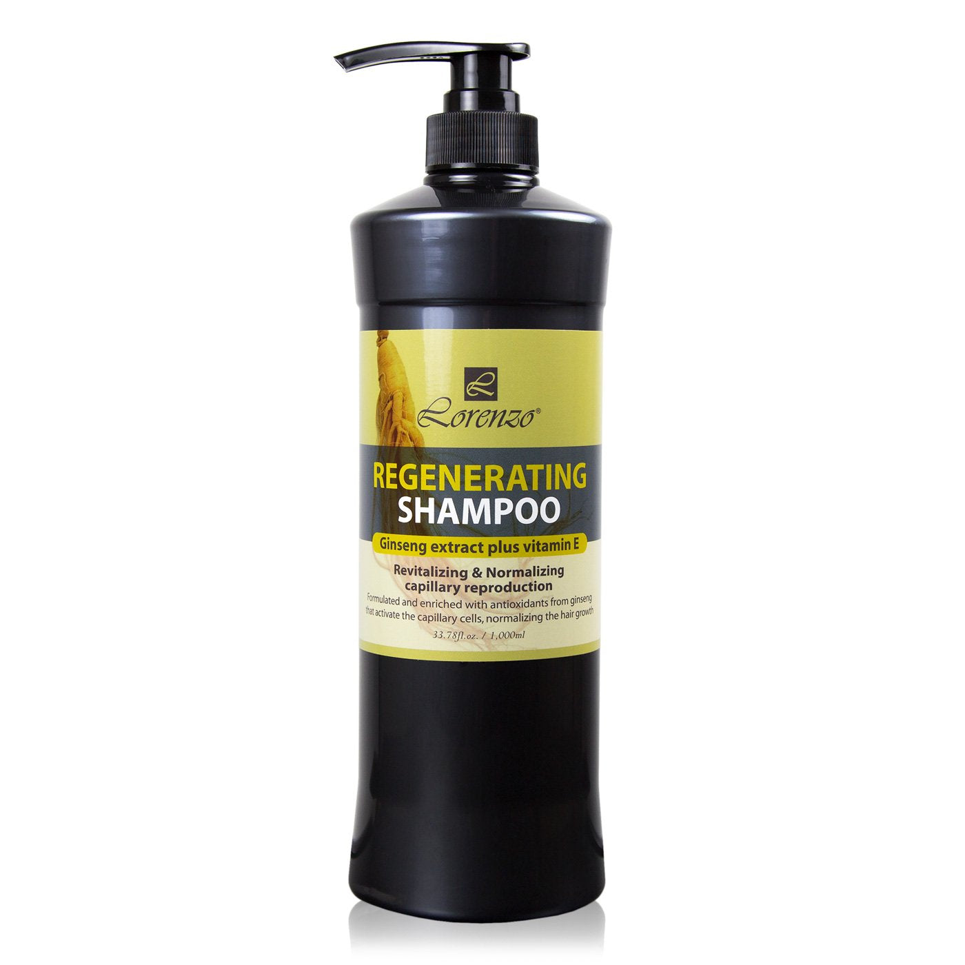 Lorenzo Regenerating Shampoo for Hair Growth, Ginseng Extract Plus Vitamin E, 33.78oz