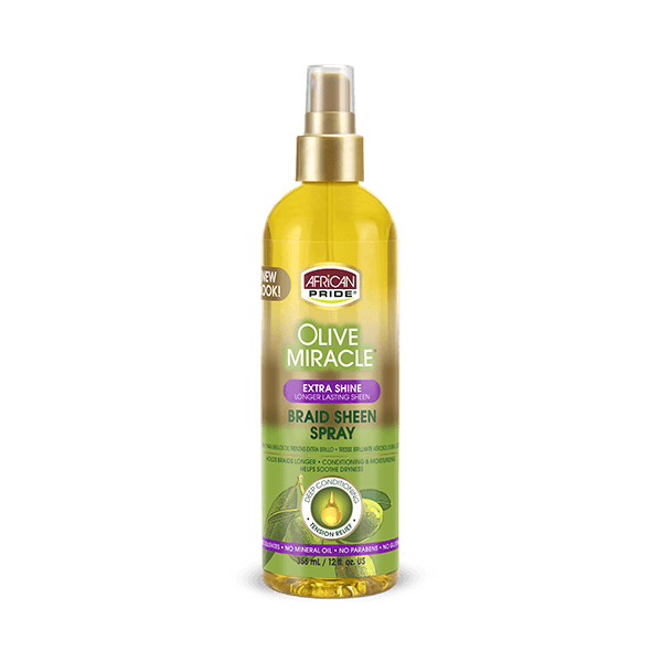 African Pride Olive Extra Shine Miracle Braid Sheen Spray 12 oz