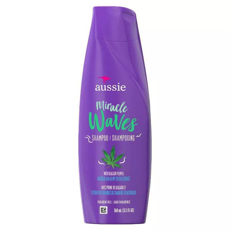 Aussie Miracle Waves Anti-Frizz Hemp Paraben-Free Shampoo