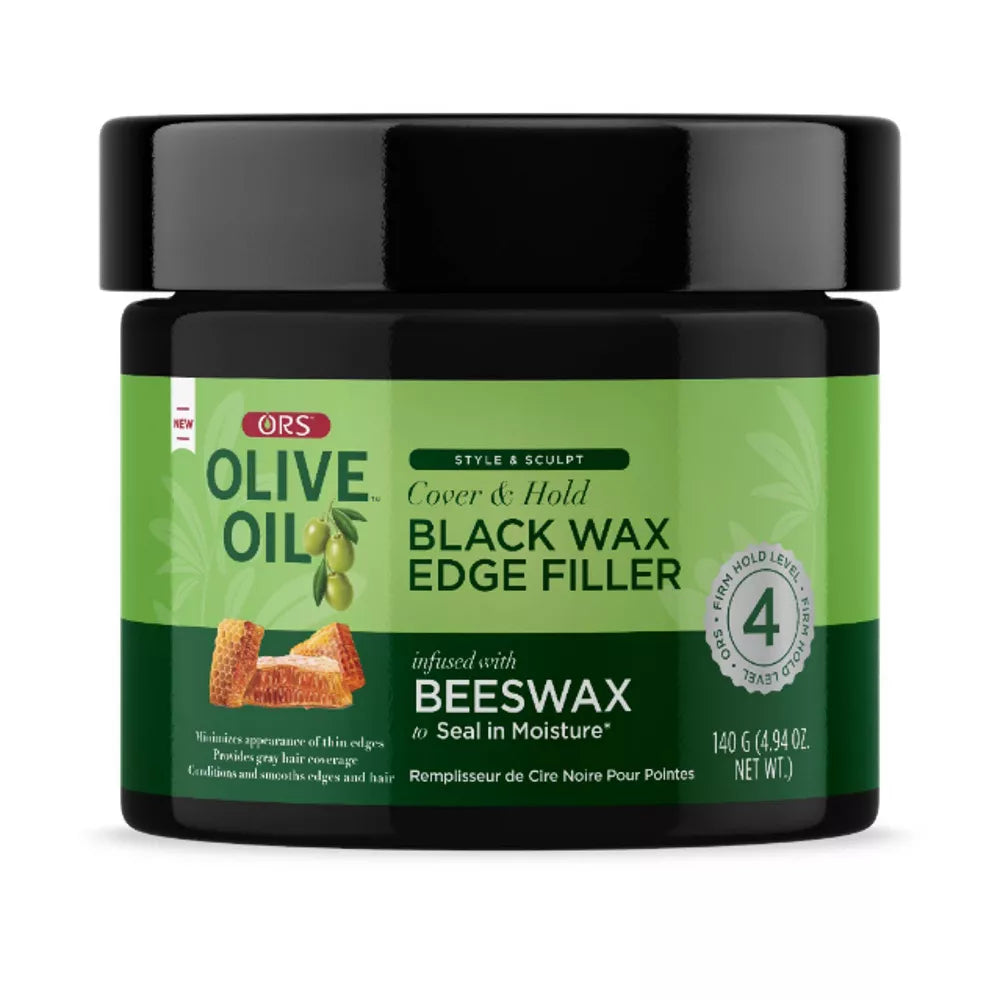 ORS Olive Oil Cover & Hold Black Wax Edge Filler, Firm Hold, 4.94oz