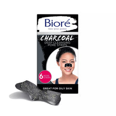 Bioré Charcoal Blackhead Remover Pore Strips, Deep Cleansing Nose Strips for Blackhead Removal 6ct