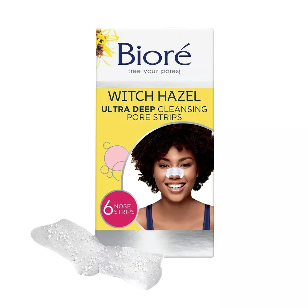 Bioré Witch Hazel Ultra Deep Cleansing Pore Strips, Blackhead Removing 6ct