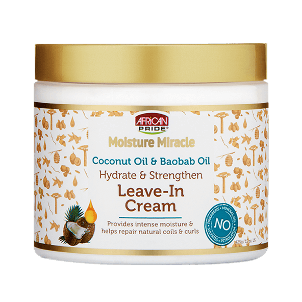 African Pride Moisture Miracle Coconut Oil & Baobab Oil Hydrate & Strengthen Leave-In Cream 15 oz