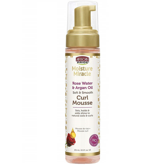African Pride Moisture Miracle Rose Water & Argan Oil Soft & Smooth Curl Mousse 8.5 oz