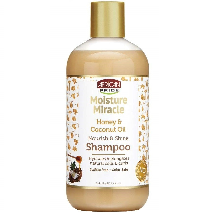 African Pride Moisture Miracle Honey & Coconut Oil Nourish & Shine Shampoo 12 oz
