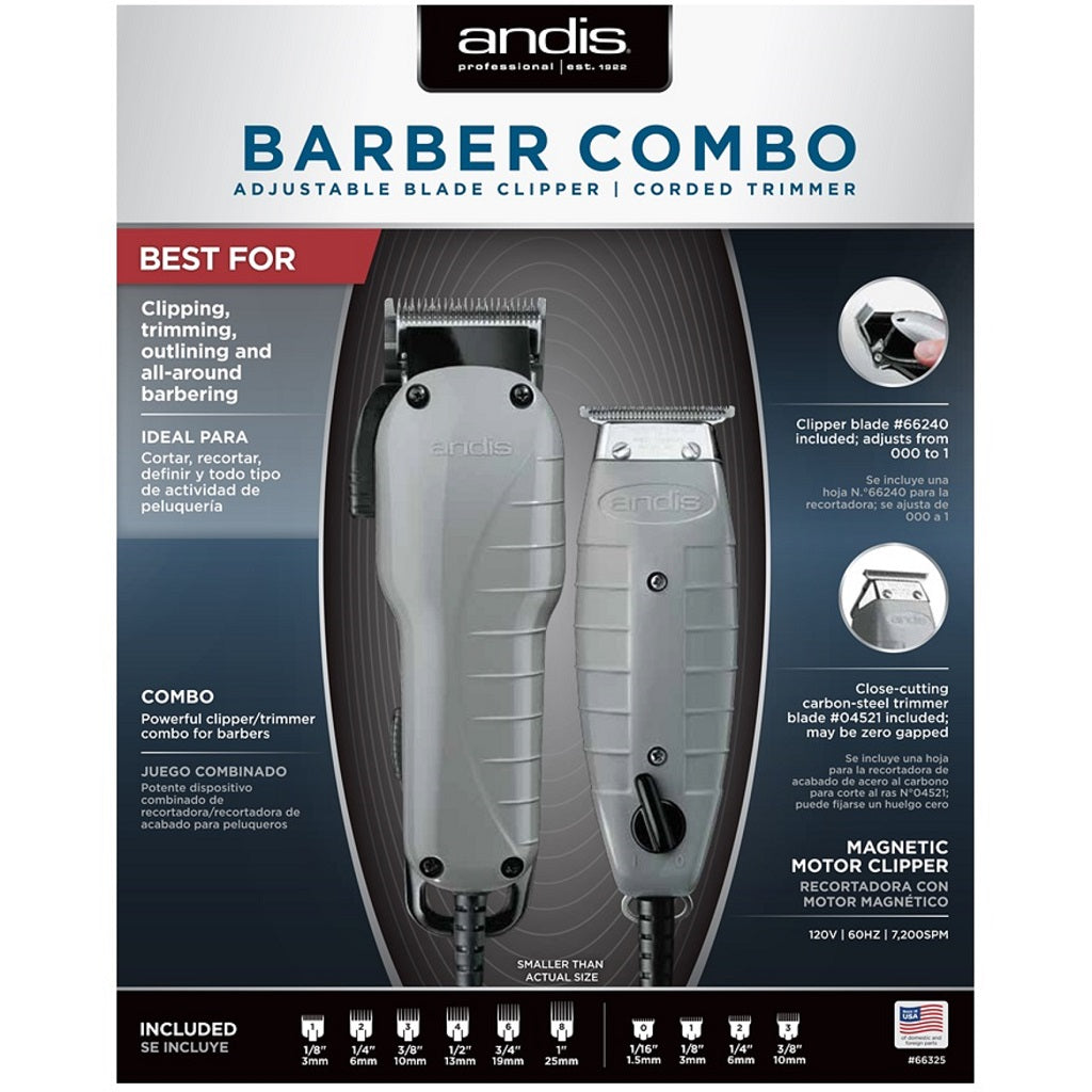 Andis Barber Combo Adjustable Blade Clipper corded Trimmer