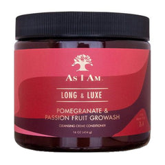 As I Am Long & Luxe Pomegranate & Passion Fruit GroWash Cleansing Cream Conditioner, 16oz