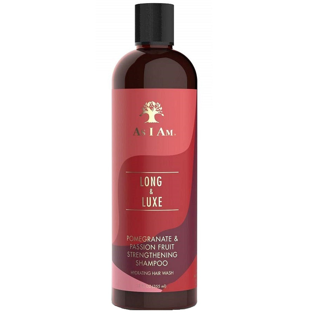 As I Am Long & Luxe Pomegranate & Passion Fruit Strengthening Shampoo, 12 oz