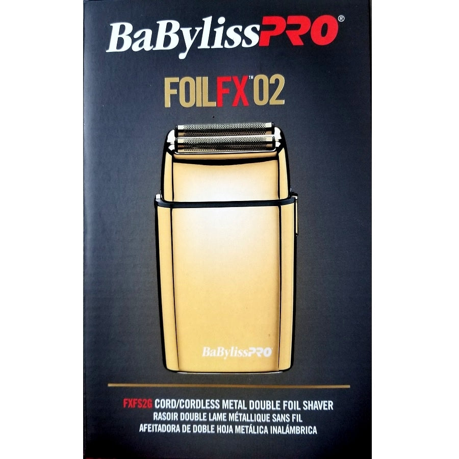 BaByliss Pro FOILFX02 Cordless Metal Double Foil Shaver - Gold #FXFS2G (Dual Voltage)