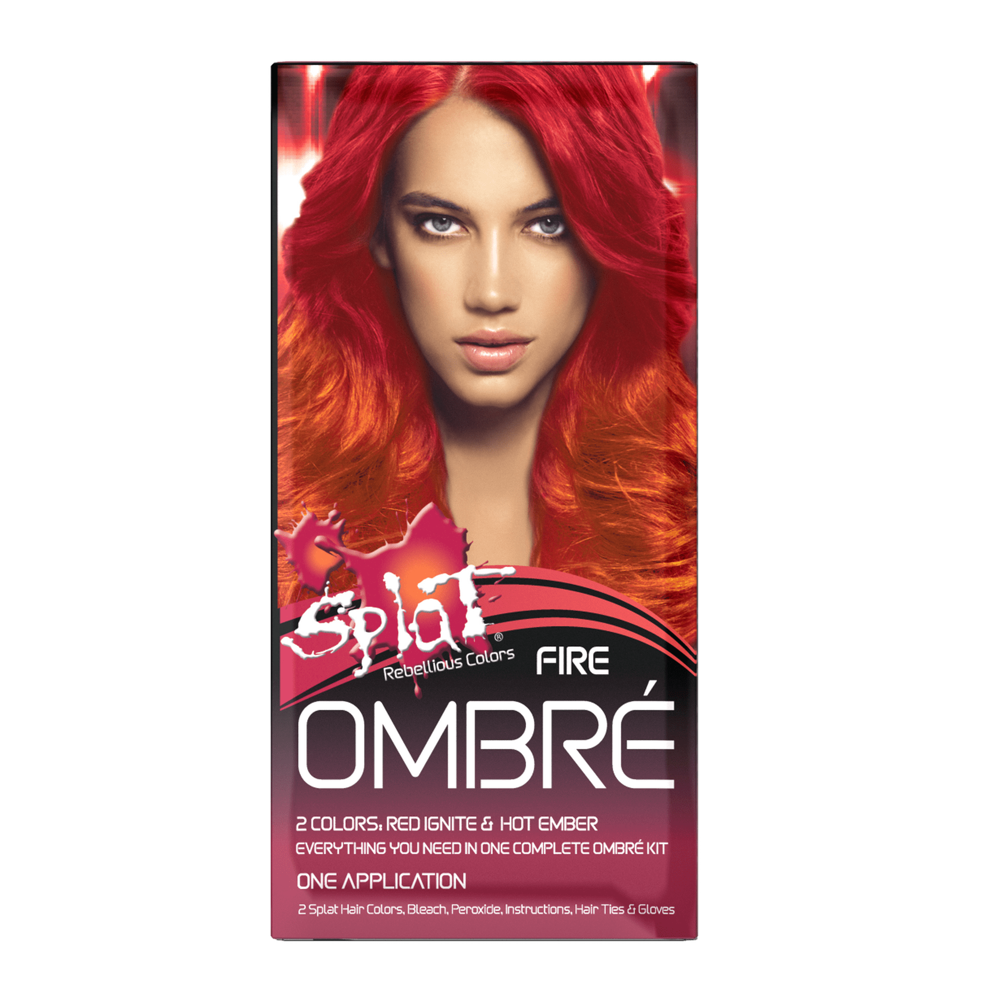 Splat Complete Kit, Ombre Fire, Semi-Permanent Orange & Red Hair Dye with Bleach
